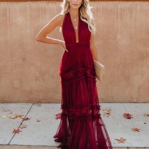 Open your Heart Burgundy Maxi Dress. Size Small